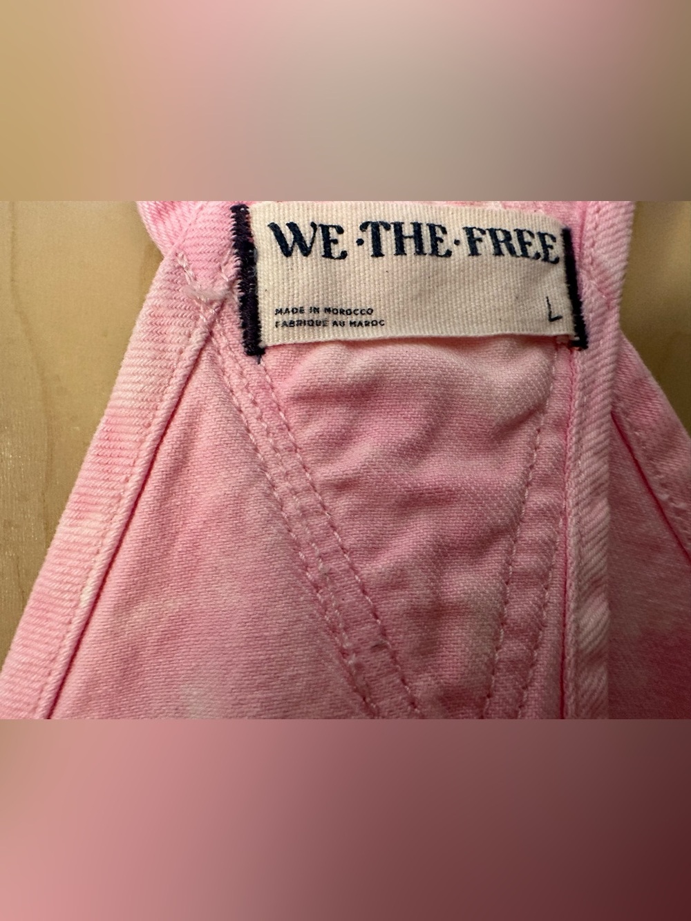 We The Free Pink Tie Dye/ Bleach Wash  Overall Denim Shorts - Picture 7 of 7